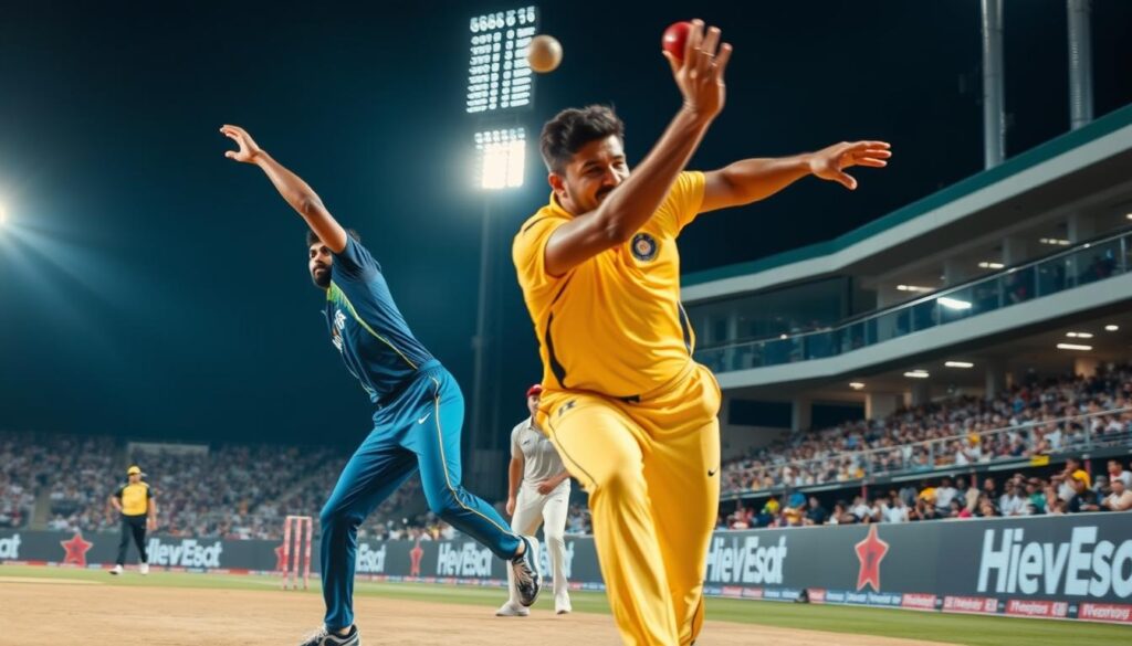 Anrich Nortje and Tabraiz Shamsi in action