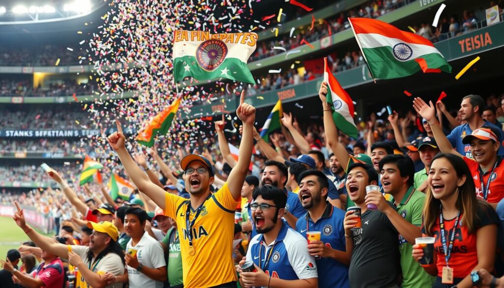 Fans celebrating an upset victory