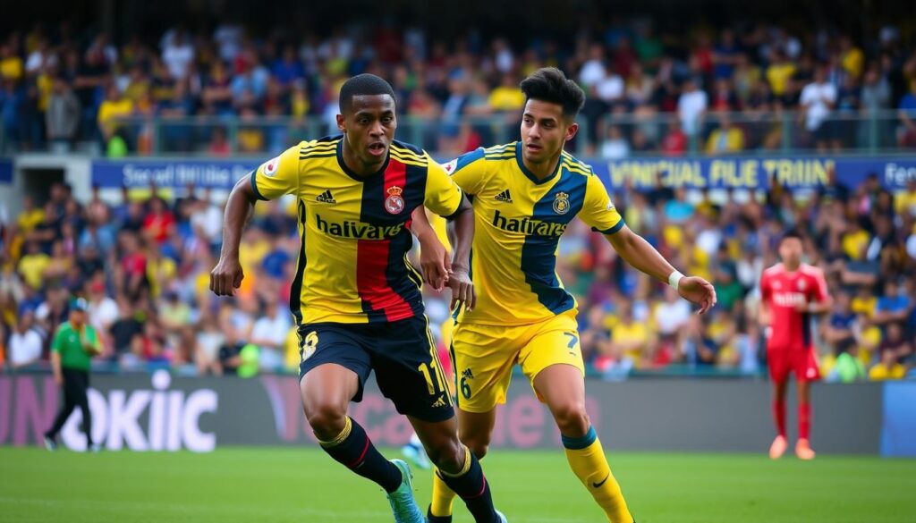 Kylian Mbappé and Vinicius Jr. in action