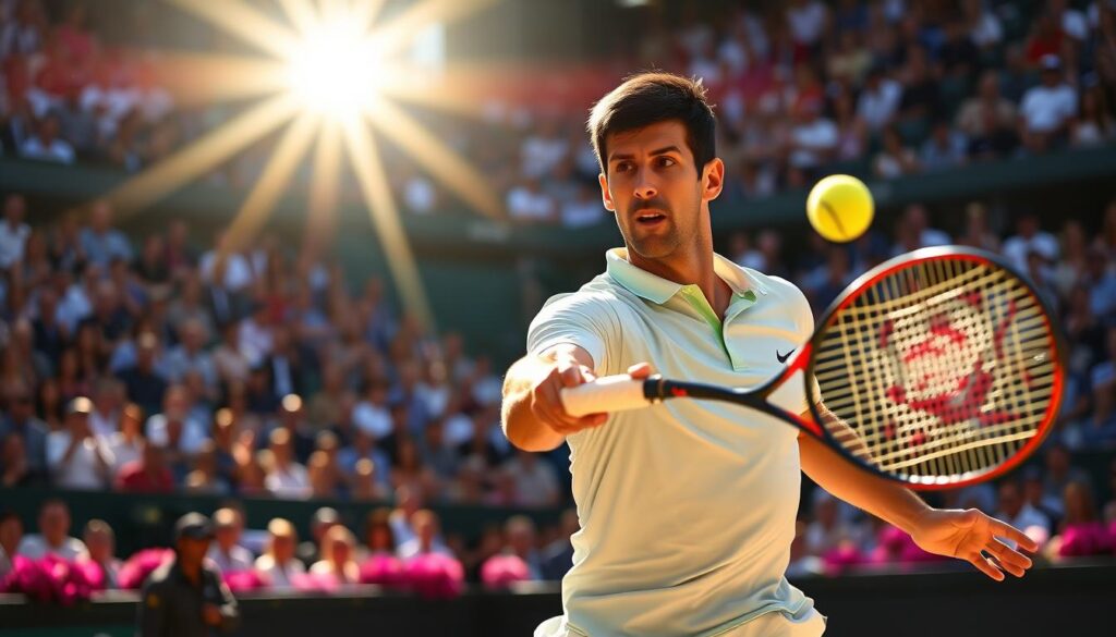 Novak Djokovic in action