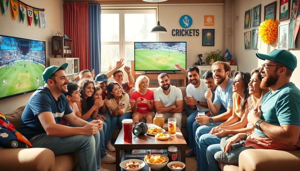 cricket fans watching a match